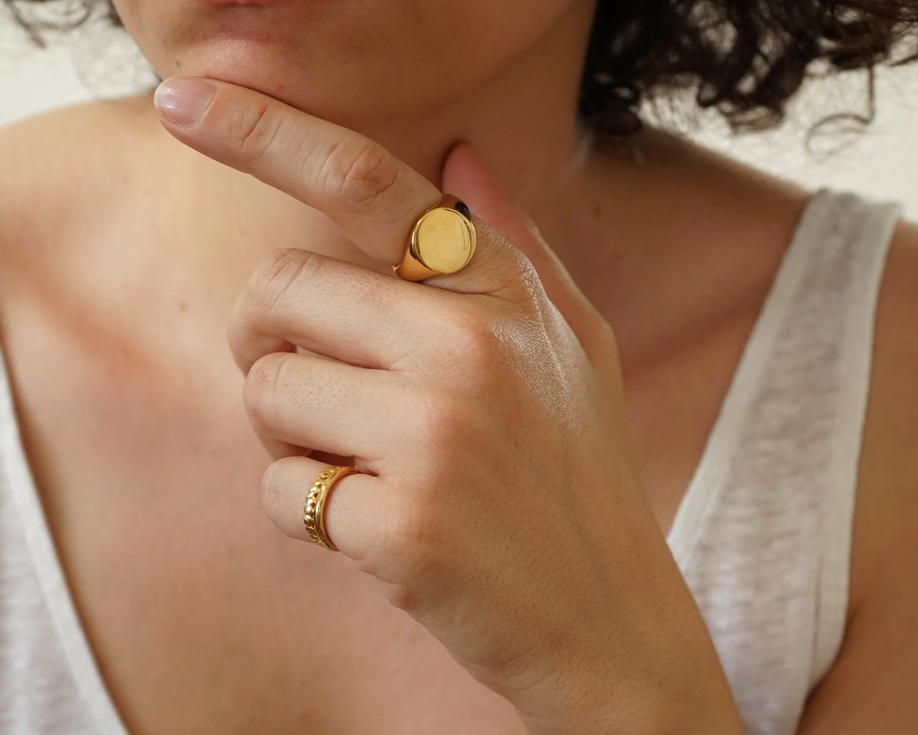 Gold Classic Round Signet Ring