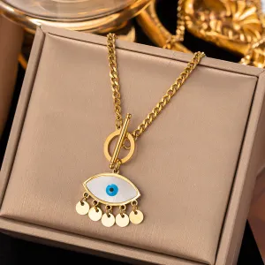 Gold Evil Eye Pendant Necklace -jltn0701