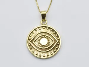 Gold Evil Eye Pendant - Symbolic Eye Pendant, Evil Eye Necklace