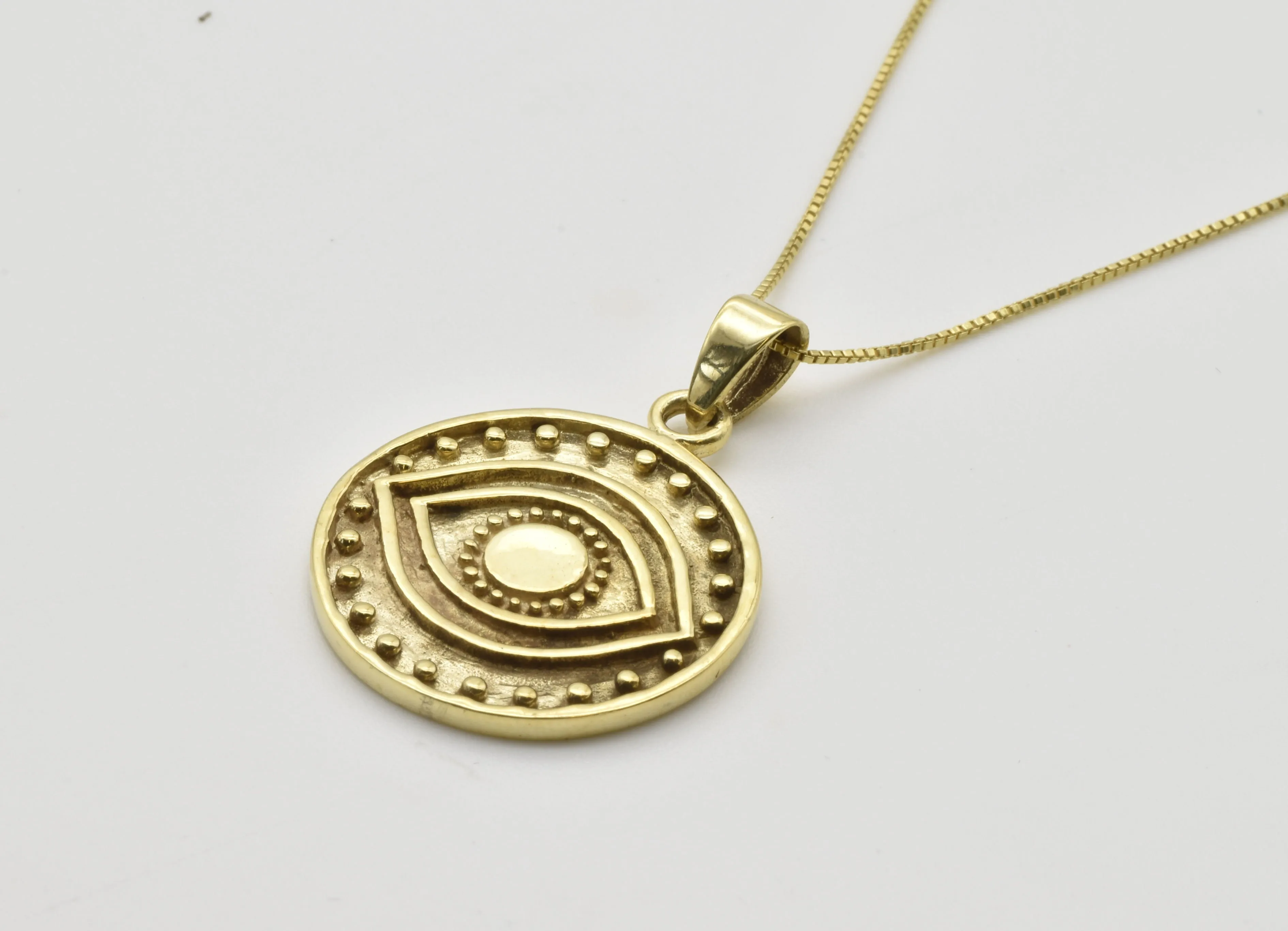 Gold Evil Eye Pendant - Symbolic Eye Pendant, Evil Eye Necklace