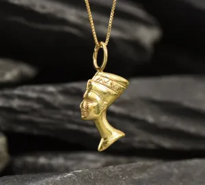 Gold Nefertiti Pendant - Egyptian Necklace - Gold Antient Necklace