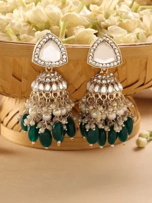 Gold-Plated Kundan-Studded Contemporary Jhumka Earrings