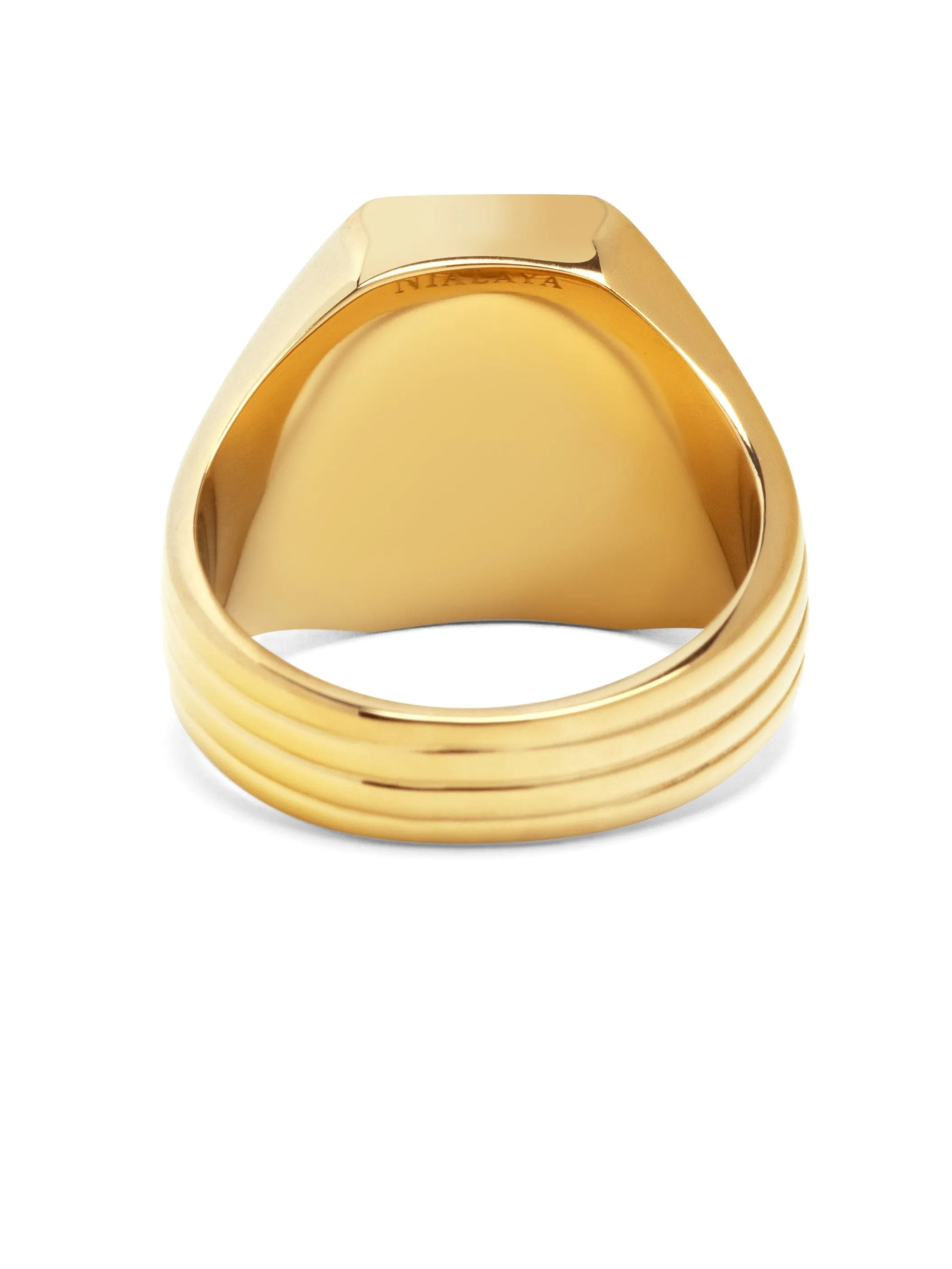 Gold Squared Signet Ring with Onyx