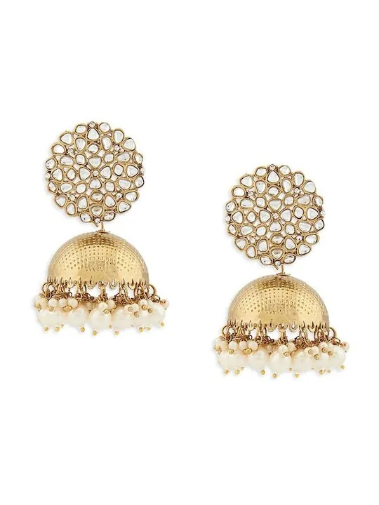 Gold-Toned Contemporary Jhumkas Earrings