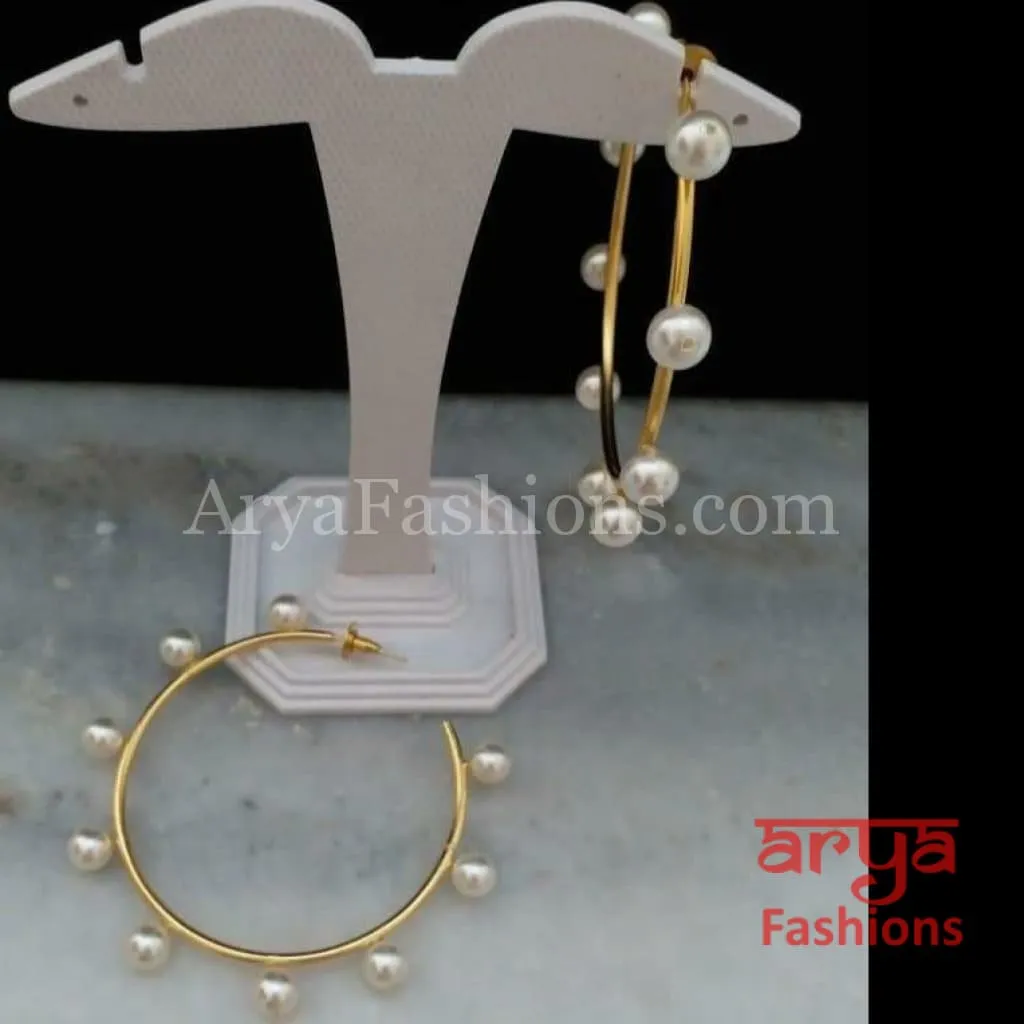 Golden Bali Earrings/ Designer Pearl Earrings