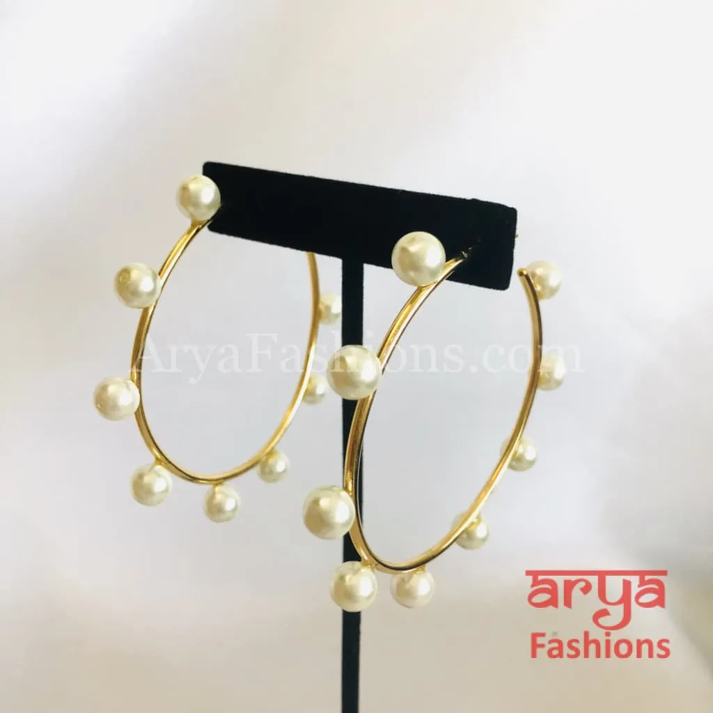 Golden Bali Earrings/ Designer Pearl Earrings