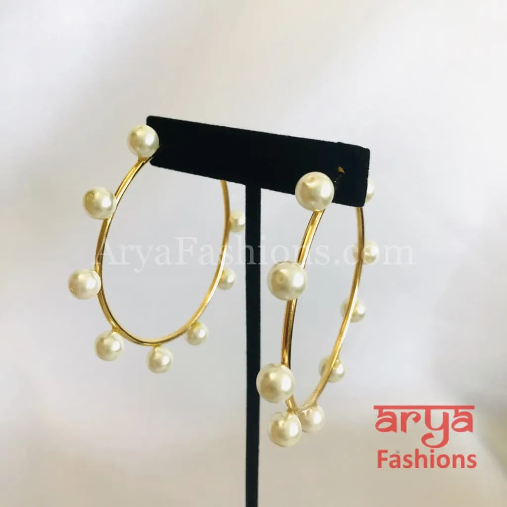 Golden Bali Earrings/ Designer Pearl Earrings