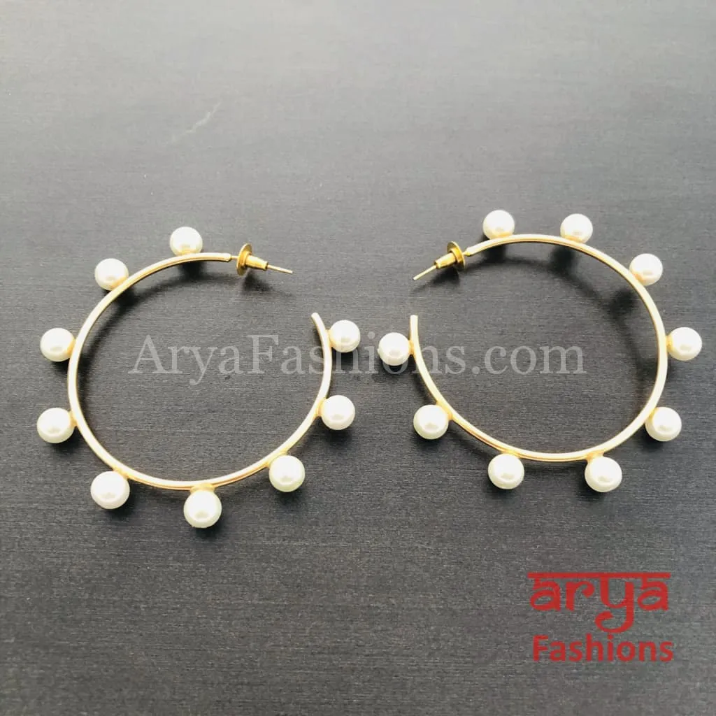 Golden Bali Earrings/ Designer Pearl Earrings