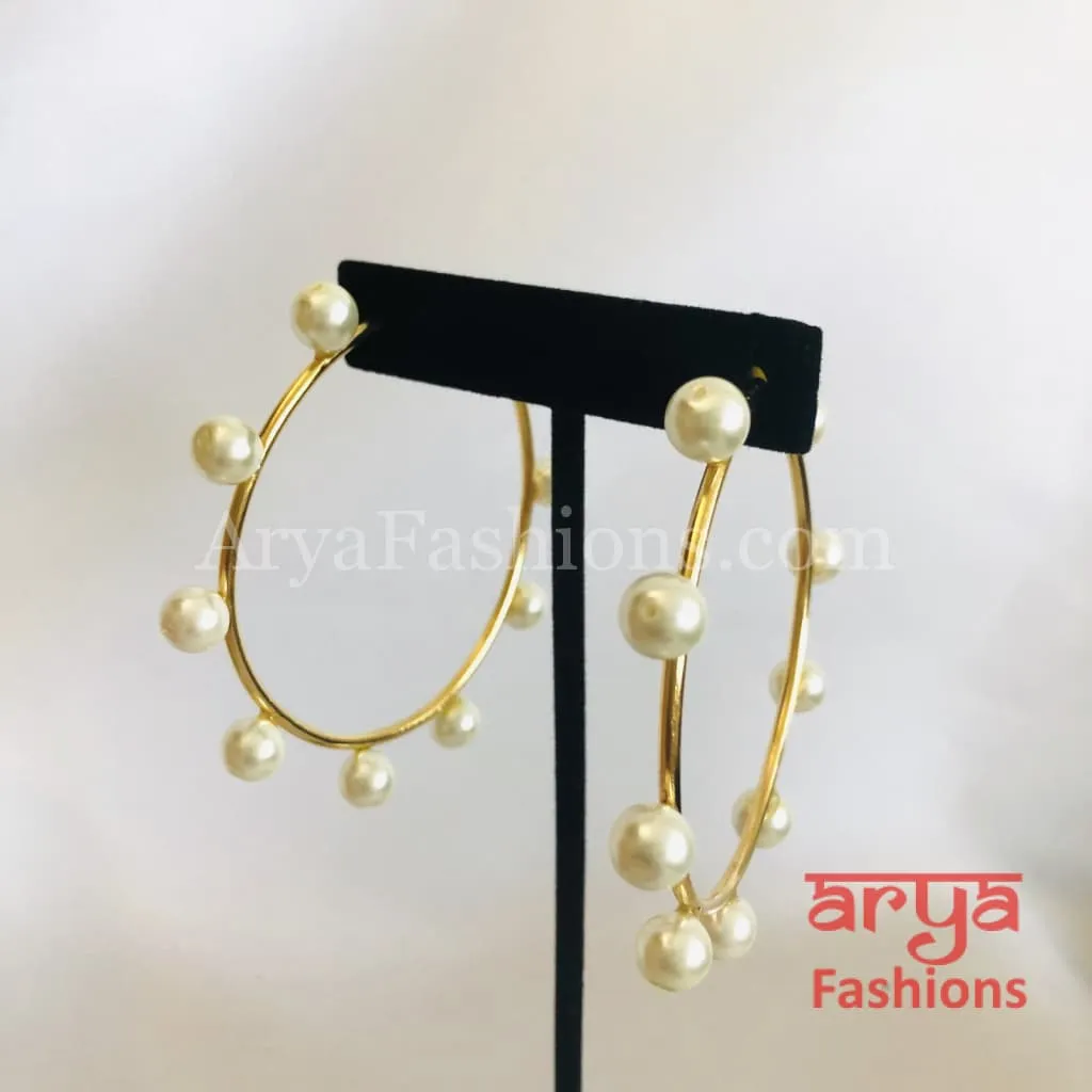 Golden Bali Earrings/ Designer Pearl Earrings