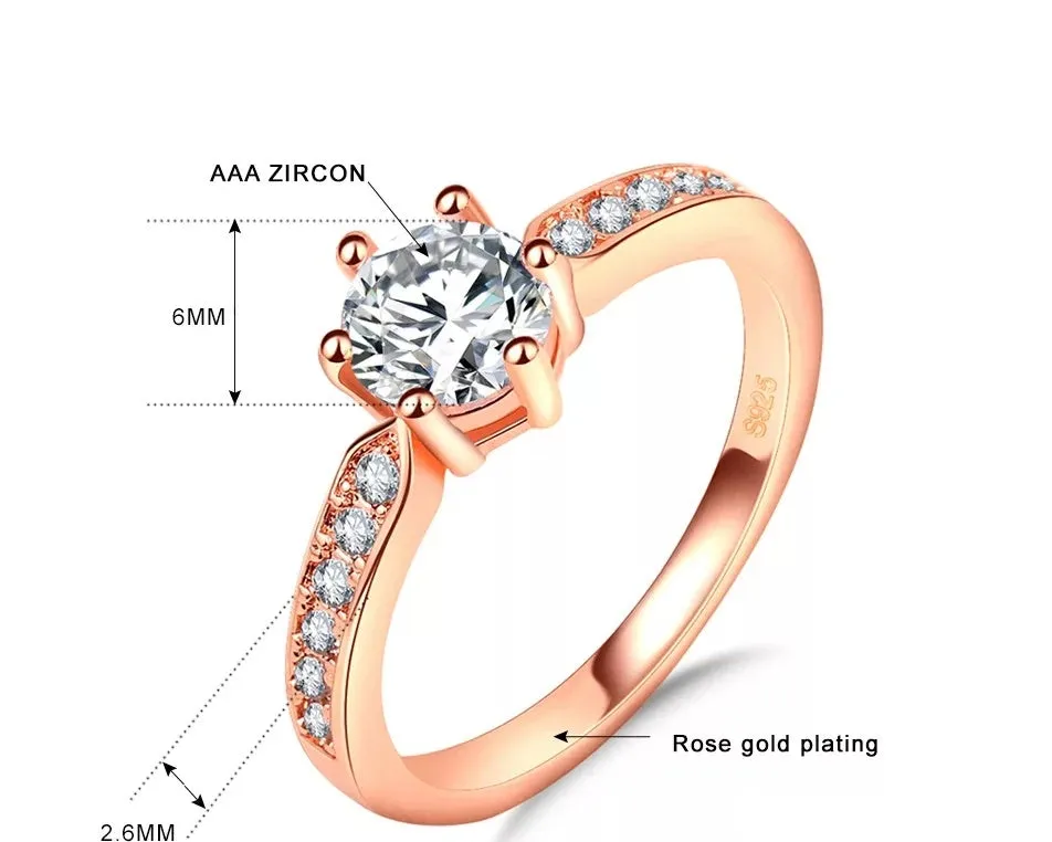 Golden CZ Clear Crystal Adjustable Party Ring