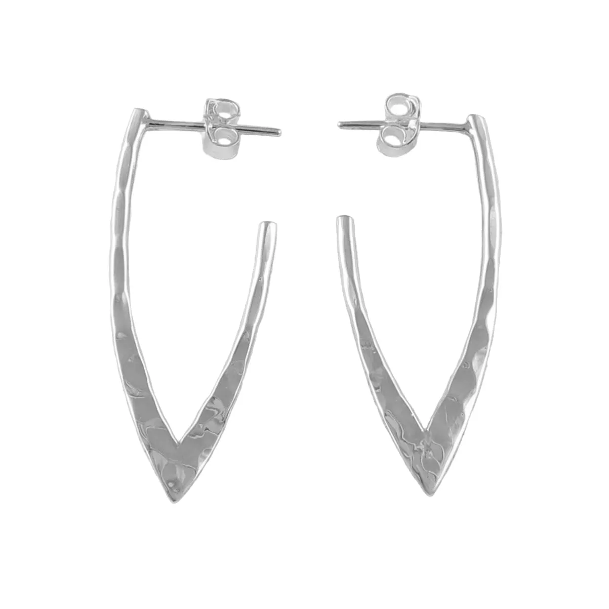 Hammered Silver Spiked Hoop Earrings