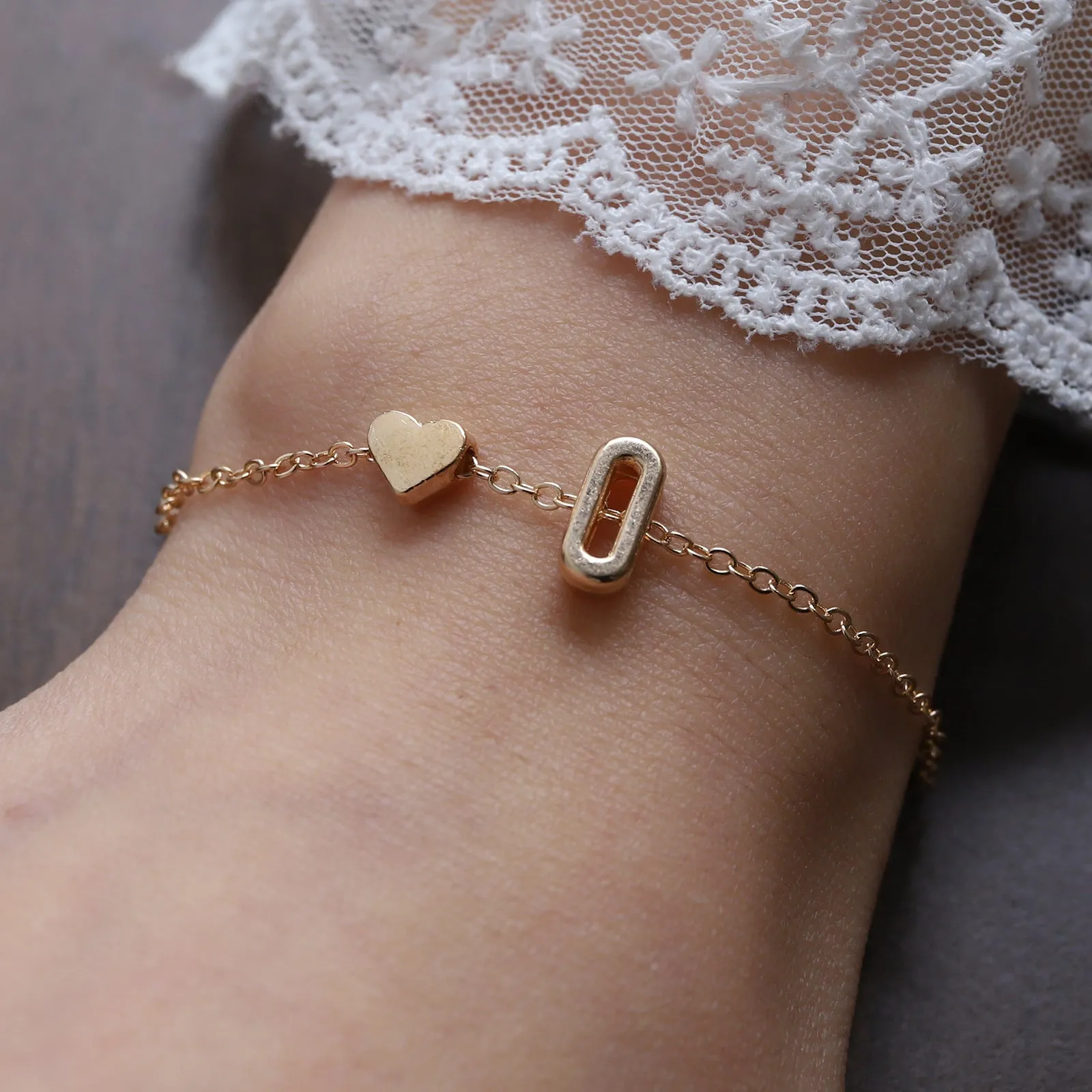 Heart & Initial Charm Bracelet