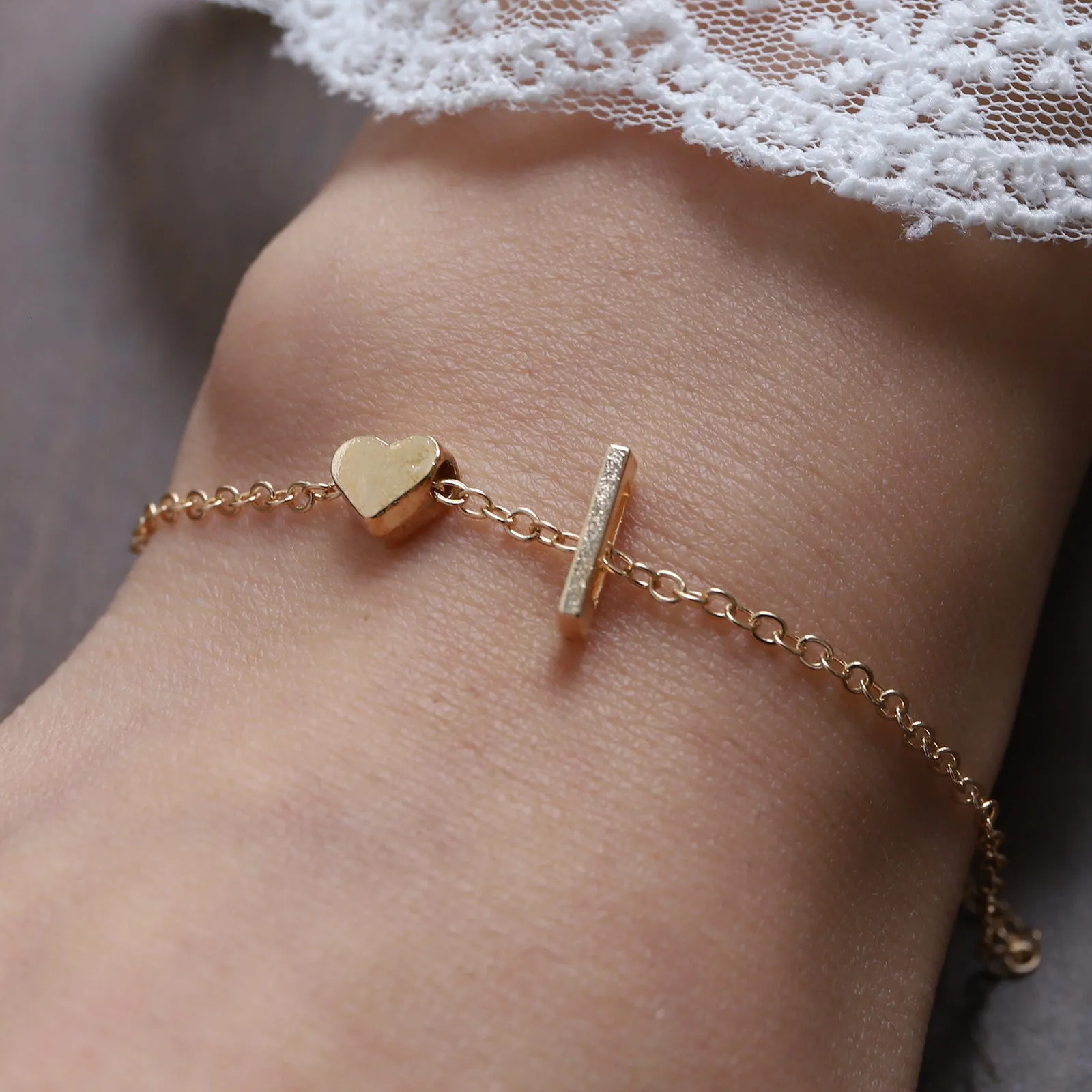 Heart & Initial Charm Bracelet