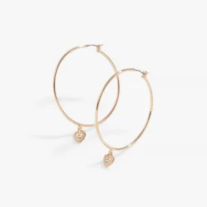 Heart Pendant Hoop Earrings