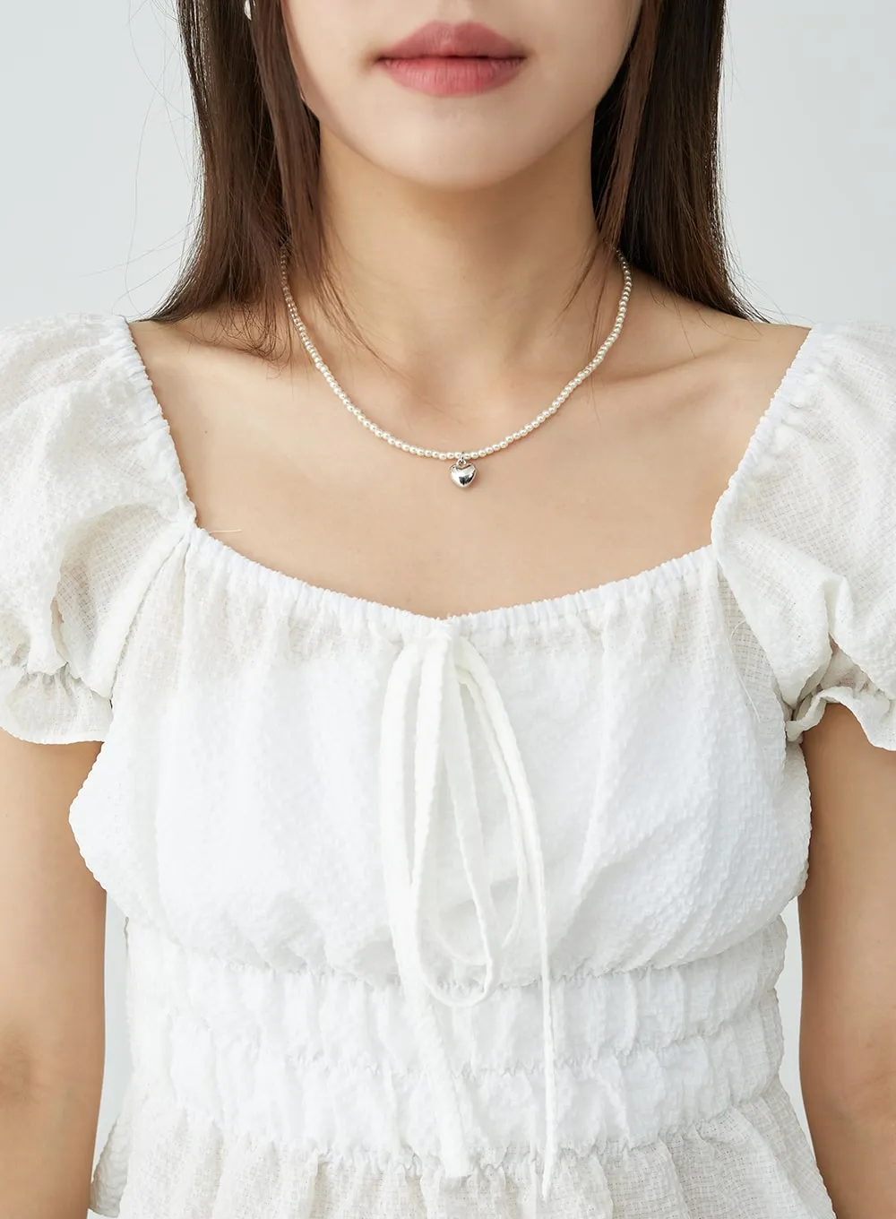 Heart Pendant Pearl Choker OU7