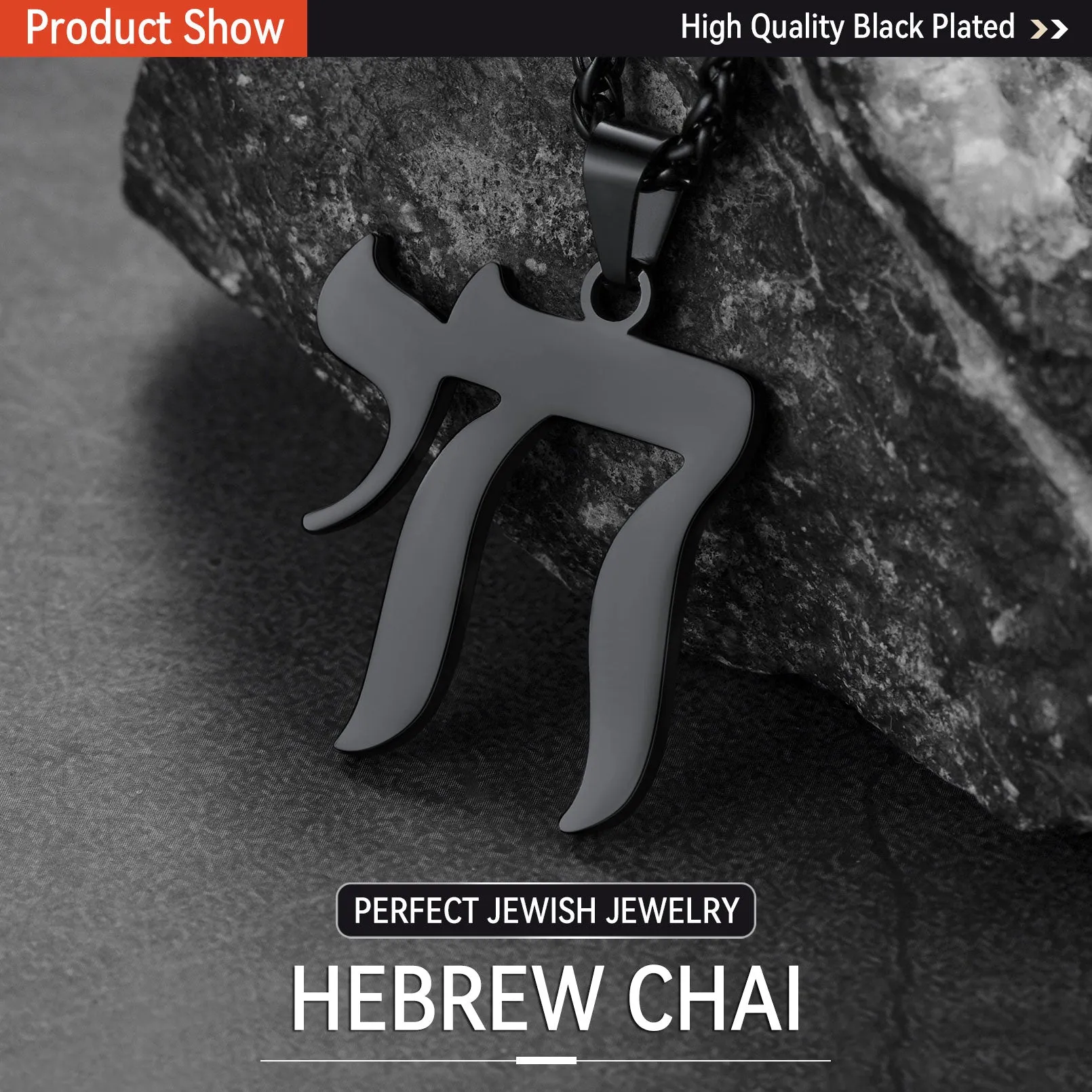 Hebrew Chai Letters Amulet Necklace For Men