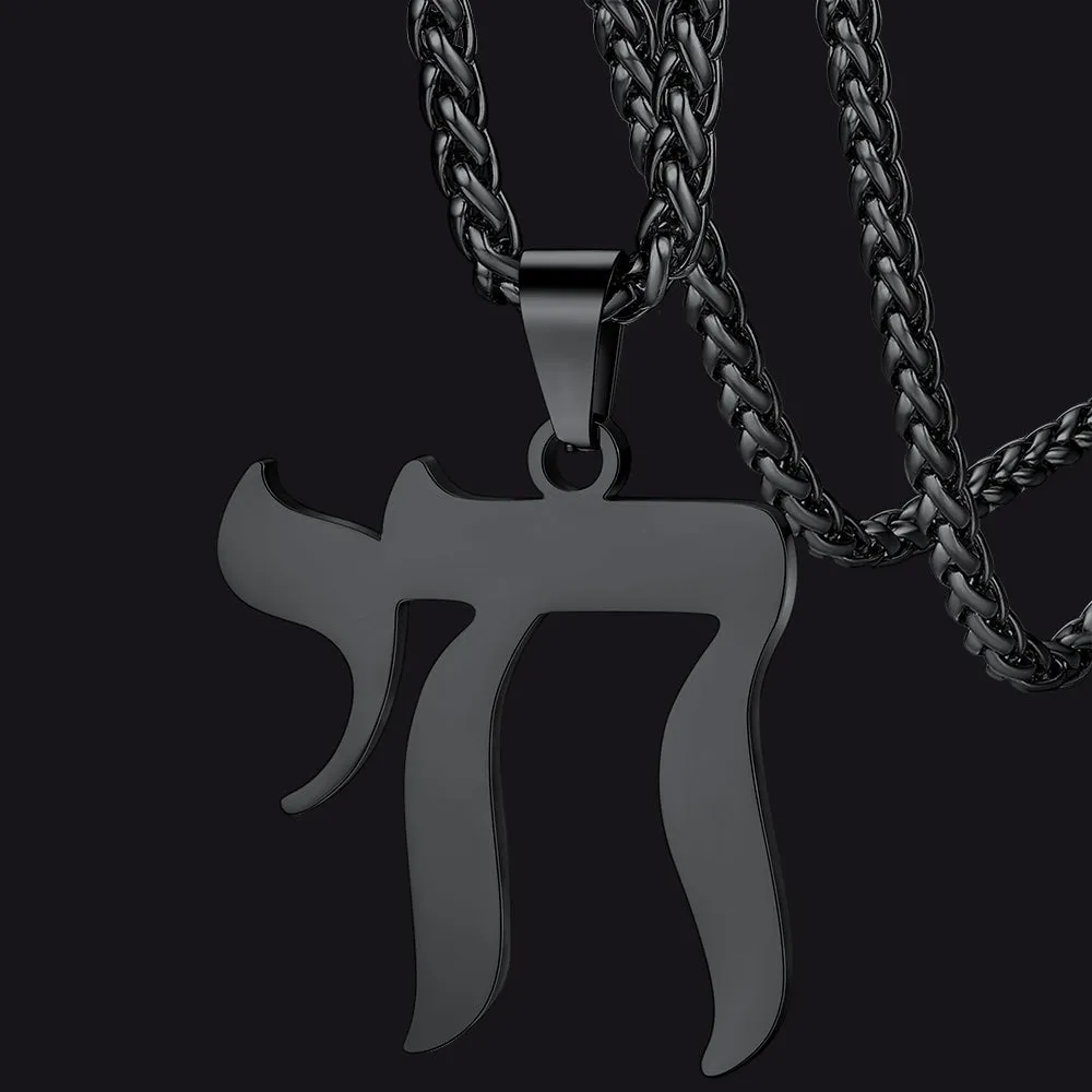 Hebrew Chai Letters Amulet Necklace For Men