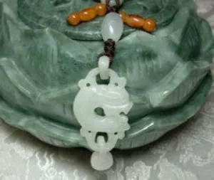 Jadeite Dragon with Drop Pendant Necklace (BJNECK-25)