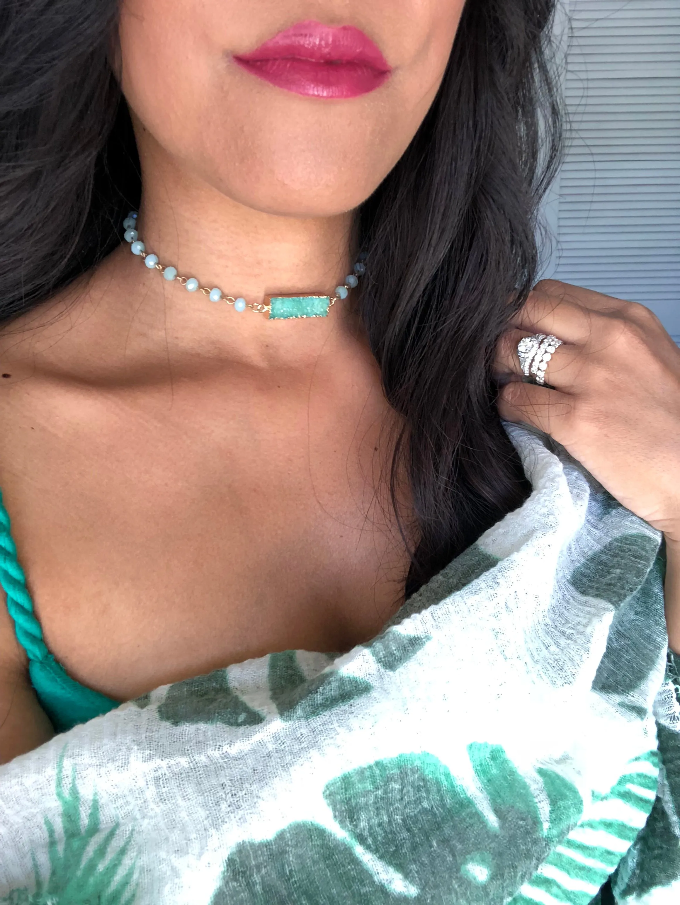 Kelly Green Druzy Stone Choker