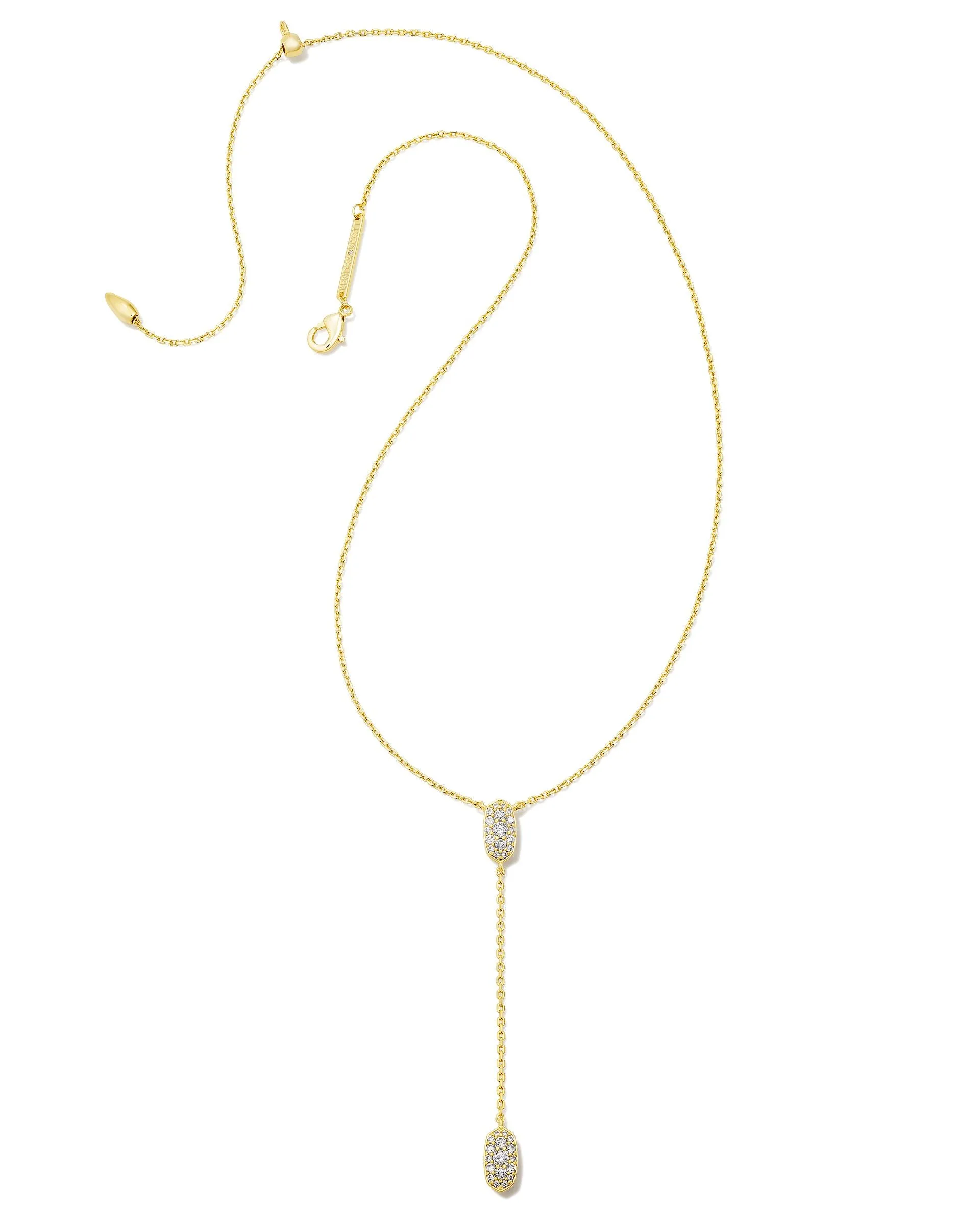 Kendra Scott | Grayson Gold Y Necklace in White Crystal