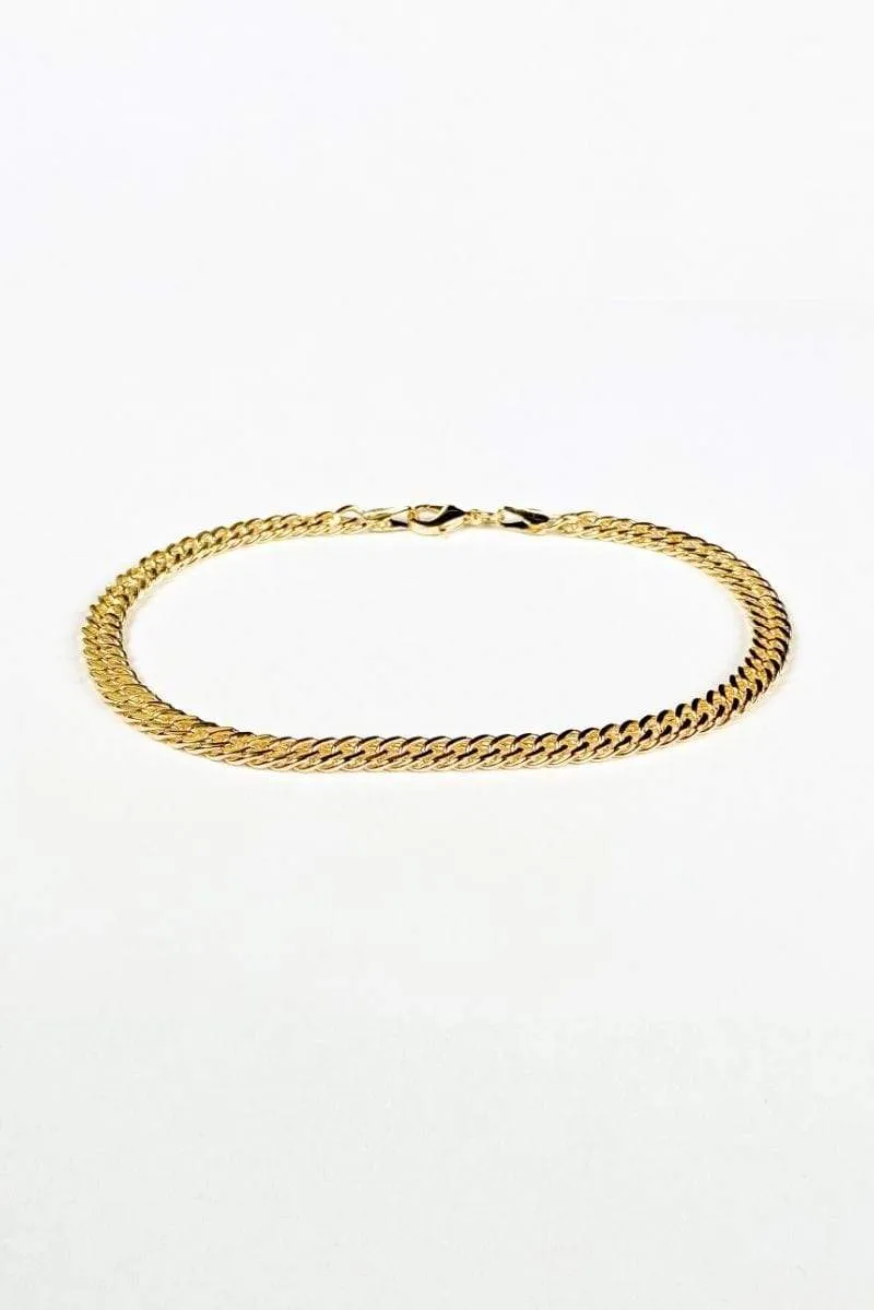 Kieran Double Curb Chain Anklet 18k Gold