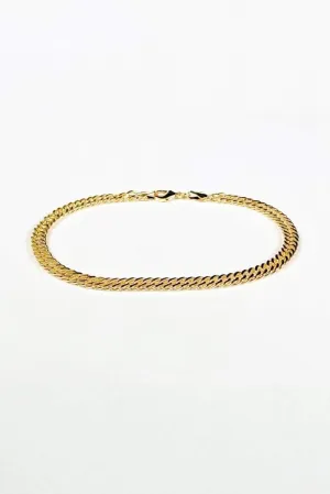 Kieran Double Curb Chain Anklet 18k Gold