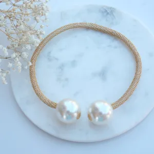 Kym Gold Mesh Pearl Bracelet Necklace