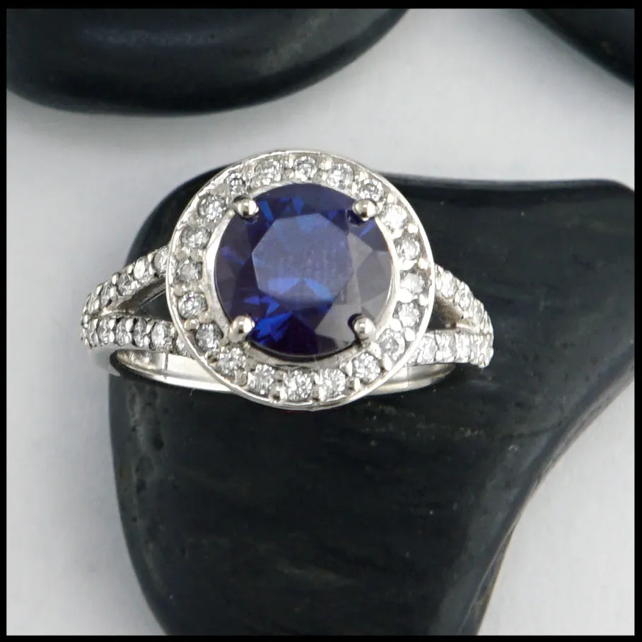 Lab Alexandrite and Diamond Ring