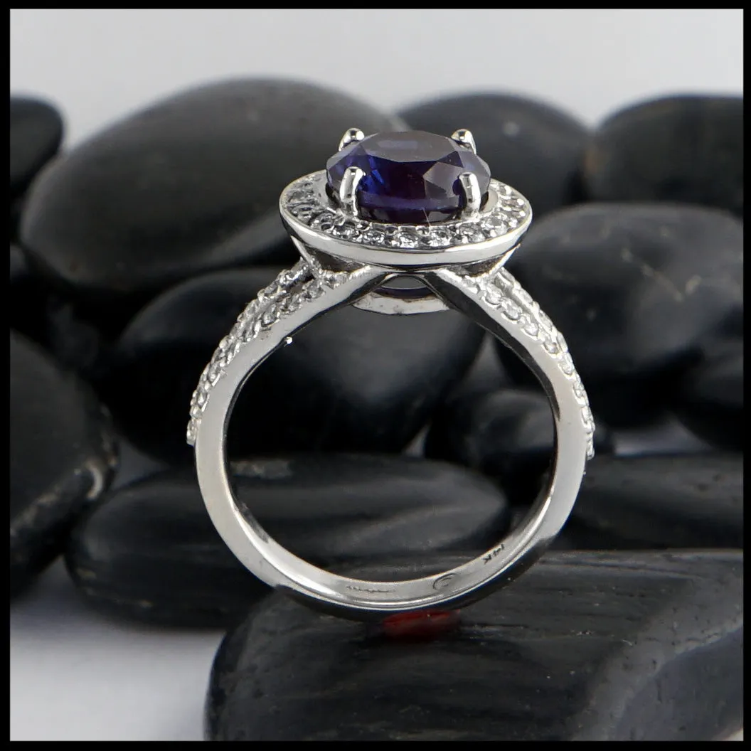 Lab Alexandrite and Diamond Ring