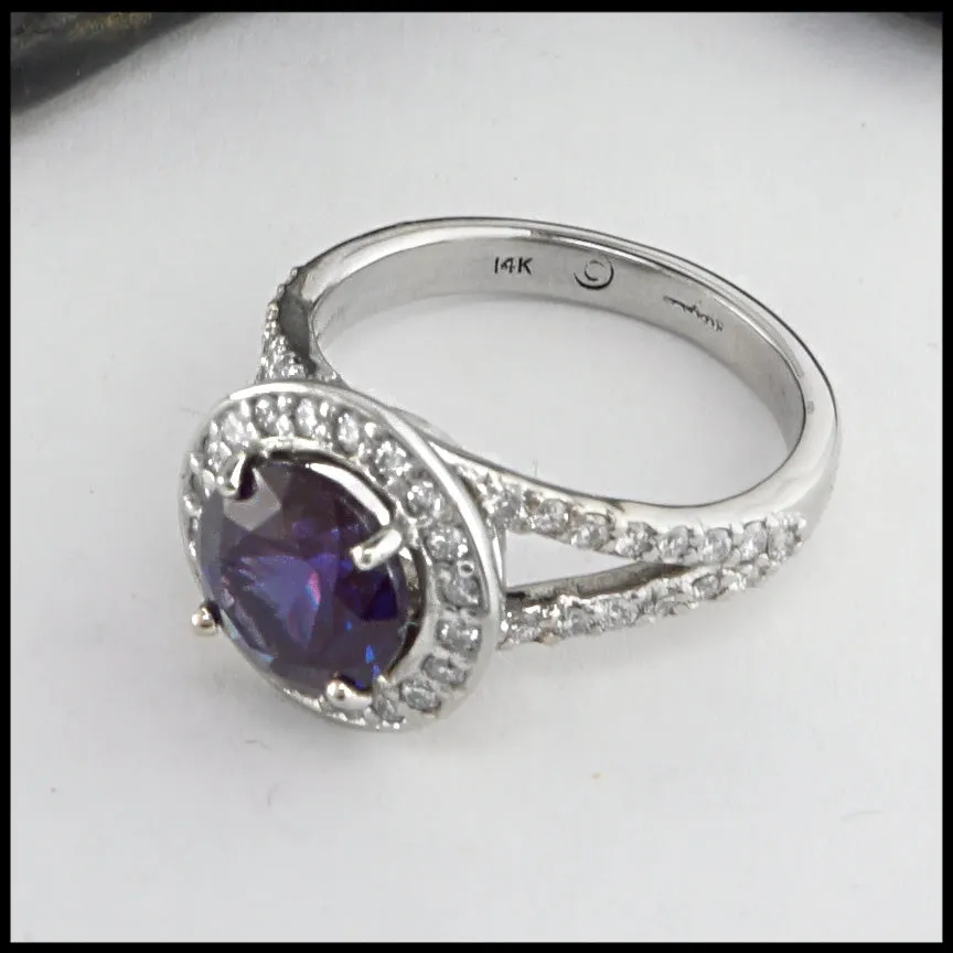 Lab Alexandrite and Diamond Ring