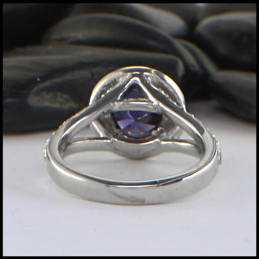 Lab Alexandrite and Diamond Ring