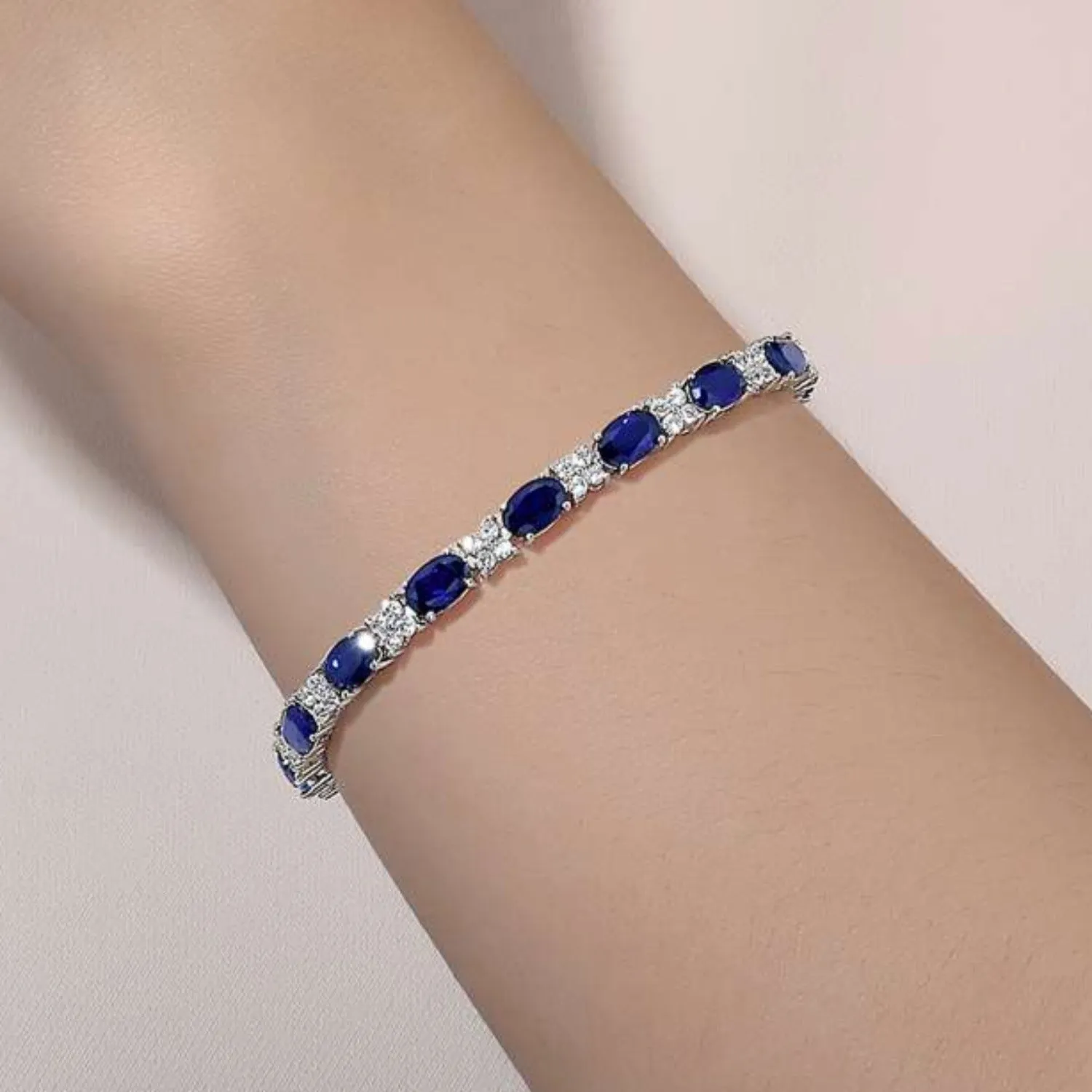 Lafonn Lab-Grown Blue Sapphire and Simulated Diamond Tennis Bracelet