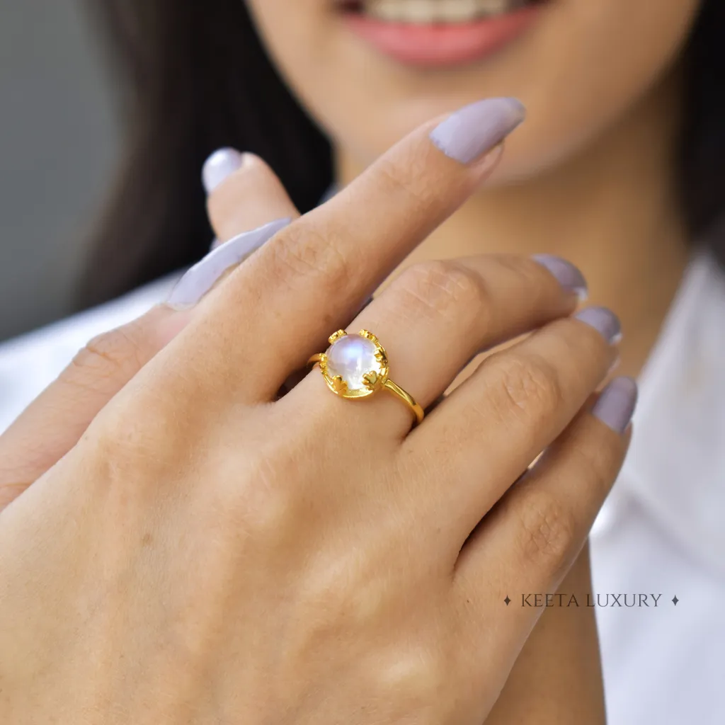 Leafy Bloom- Moonstone Ring