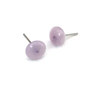 Lilac Purple Marbled Retro Button Stud Earrings