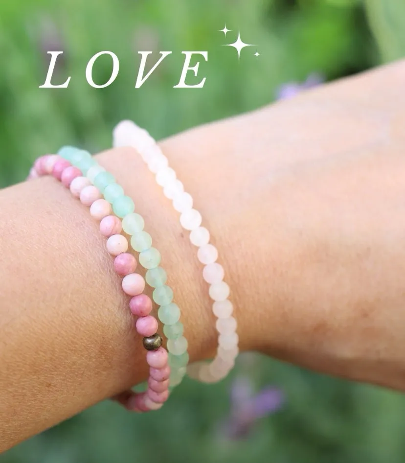 LOVE - Rose Quartz, Aventurine, Rhodonite Single Mala Bracelets