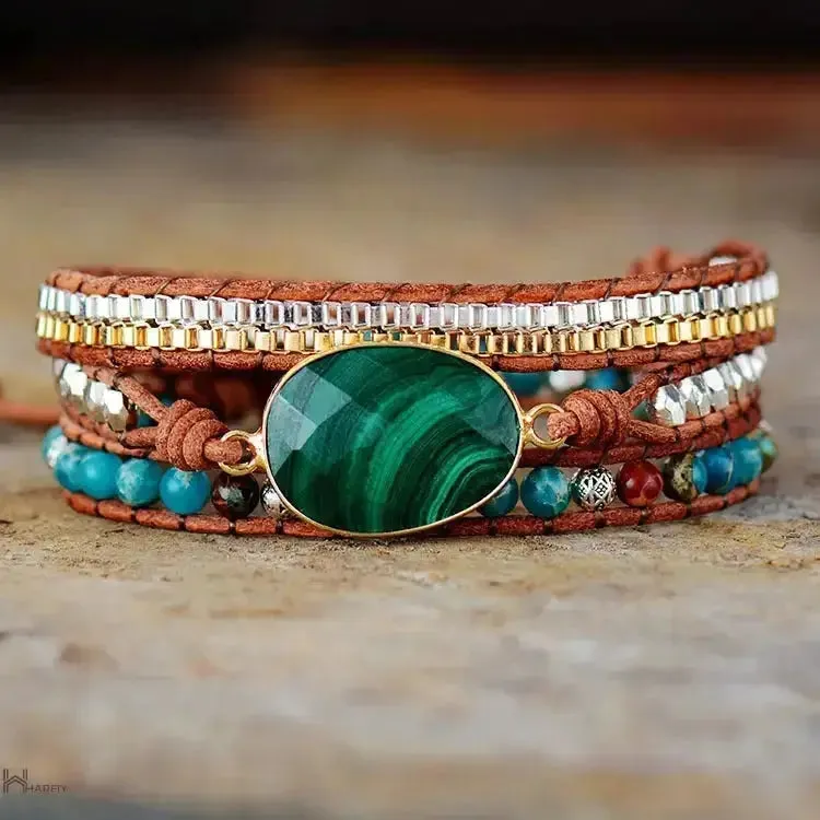 Malachite Stone Statement Bracelet - Unique Artwork for Stunning Style & Sophistication