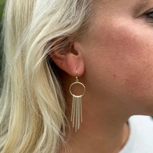 Matte Mixed Metal Hoops & Fringe Earrings