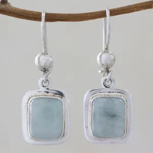 Maya Mint Light Green Jade & Silver Dangle Earrings