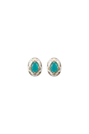 Memphis Dot Oval Stud Opal