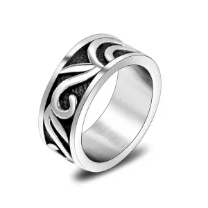 Men's Retro Sun Pattern Titanium Steel Ring - Trendy Personalized Single Ring