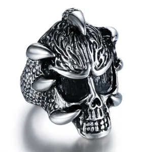 Men's Titanium Steel Skull Ring with Religious Totem - Trendy Domineering Design for Men