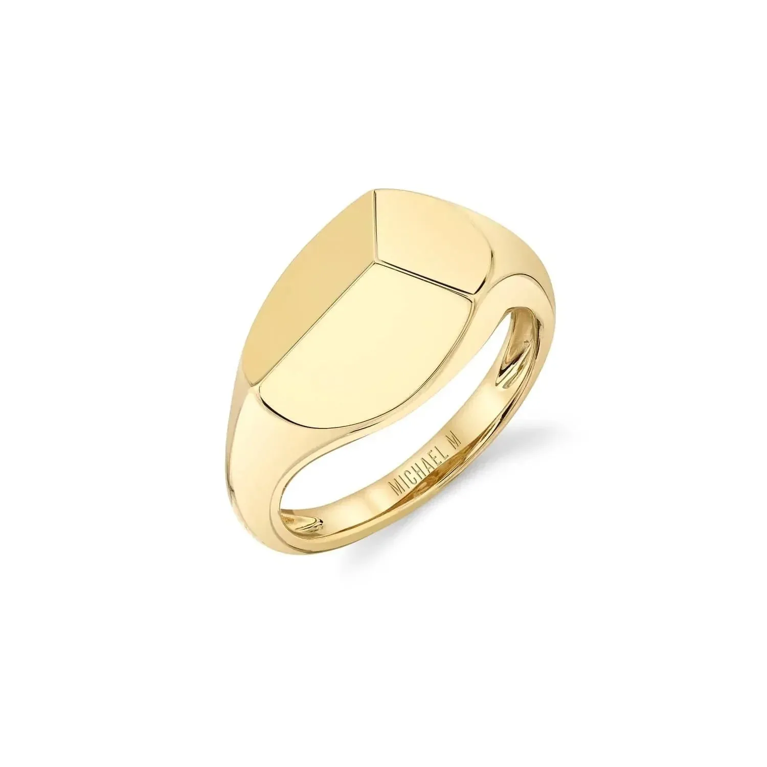 Michael M 14Karat Yellow Gold Geometric Signet Ring SZ 6.5