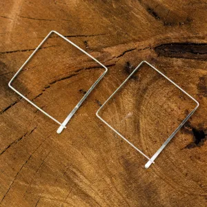 Minimalist Square Sterling Silver Hoop Earrings