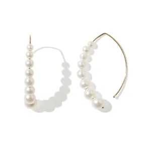 Mizuki Sea of Beauty Short Cascading Pearl Marquis Hoops | 14K Yellow Gold