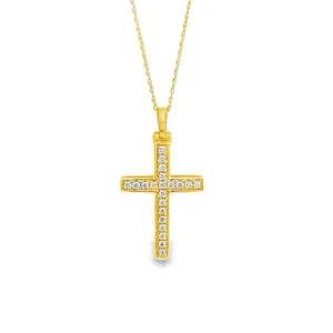 Mountz Collection Diamond Cross Pendant Necklace in 14K Yellow Gold