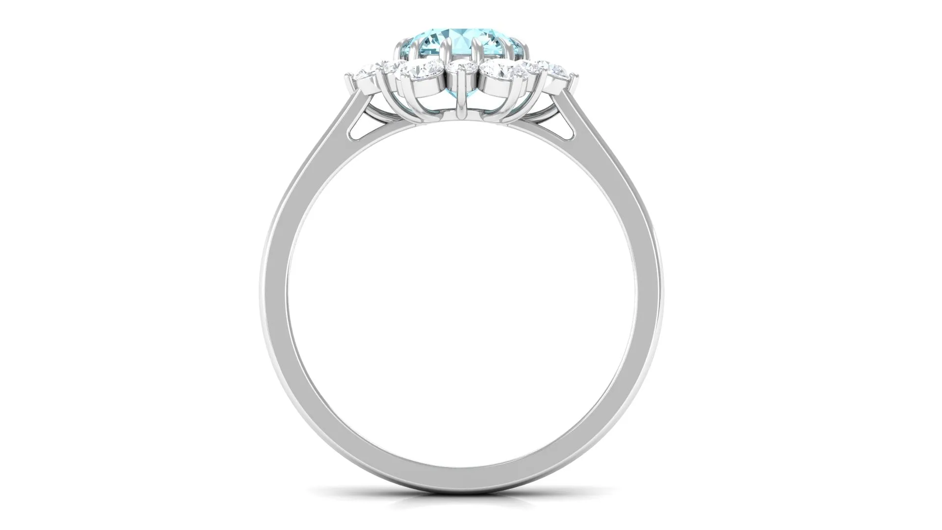 Natural Aquamarine Halo Engagement Ring with Diamond