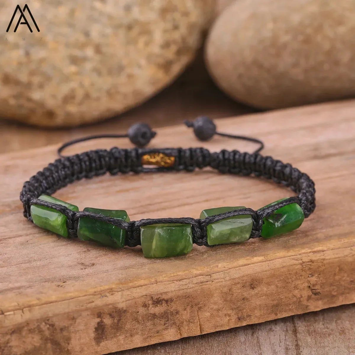 Natural Black Tourmaline Nugget Beads Knotted Handmade Woven Bracelet Women Stone Beads Braid Bracelet Adjustable N0456AMI