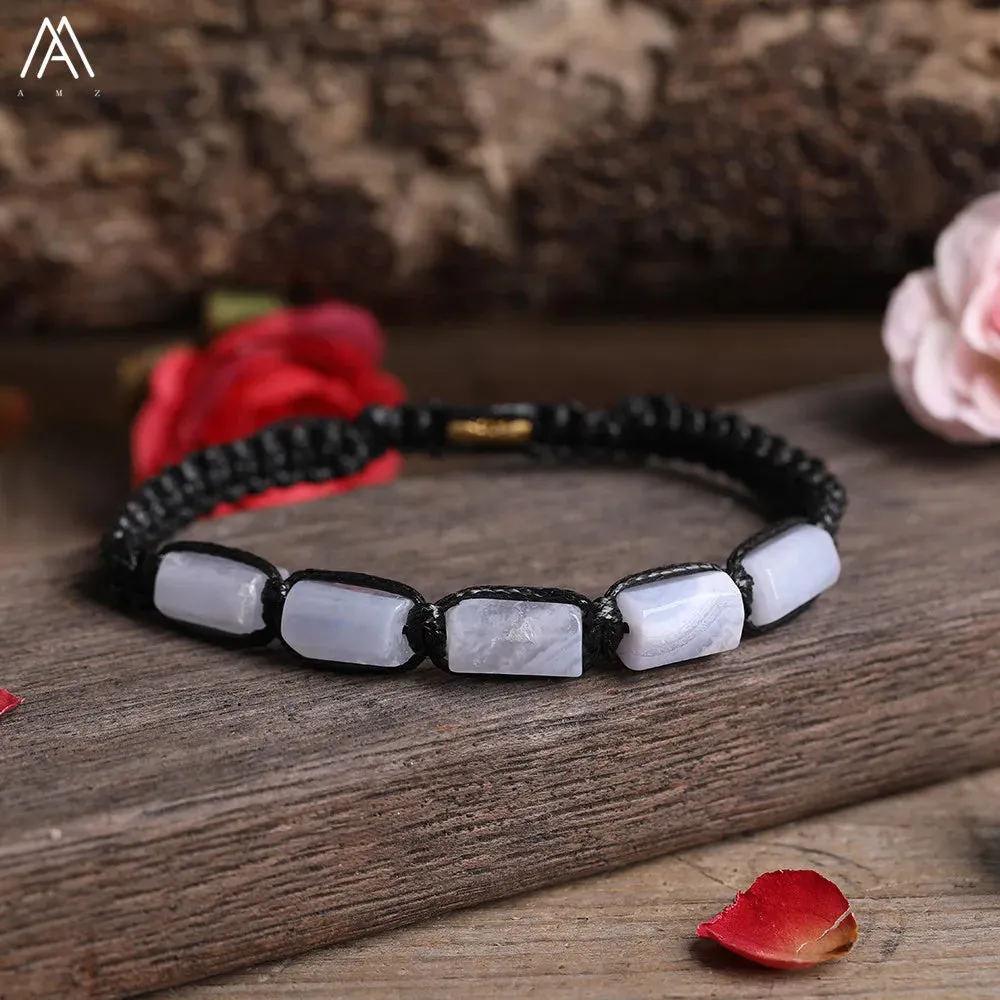 Natural Black Tourmaline Nugget Beads Knotted Handmade Woven Bracelet Women Stone Beads Braid Bracelet Adjustable N0456AMI