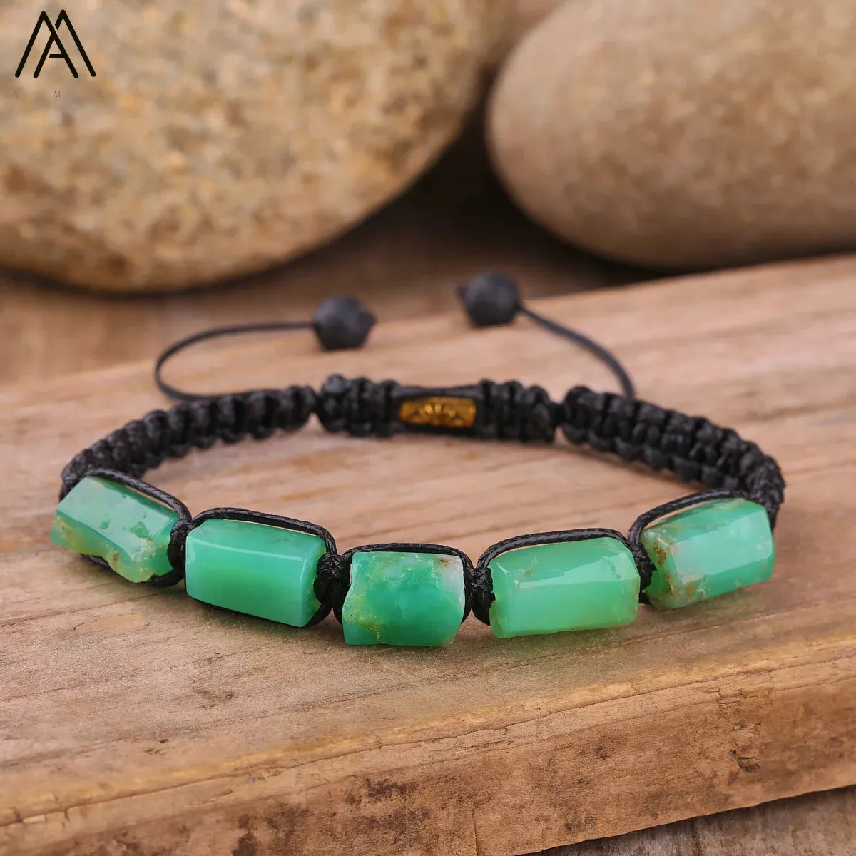 Natural Black Tourmaline Nugget Beads Knotted Handmade Woven Bracelet Women Stone Beads Braid Bracelet Adjustable N0456AMI