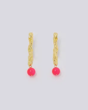 Neon Pink Gold Earrings